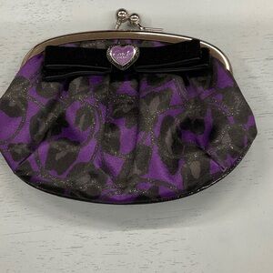 Coach Black and Purple EUC  animal print Wristlet
